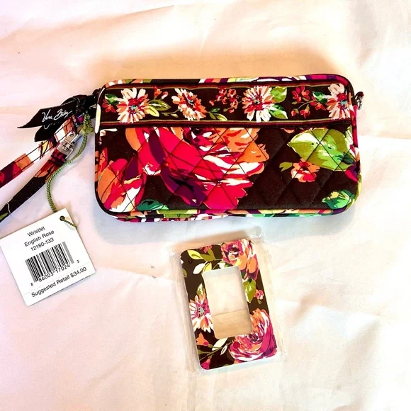 Vera Bradley NWT "English Rose" Zip Top Wristlet & Matching Magnifier Card - Picture 7 of 15